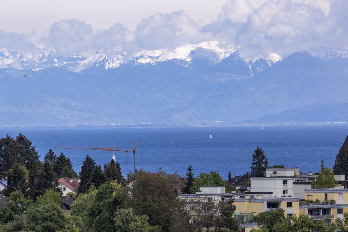 View from the roof of the VCC over Lake Constance towards the Alps
